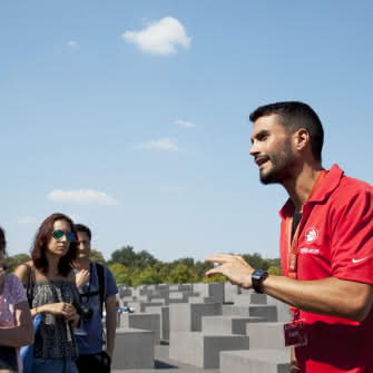 Berlin Local Tour Guide Showing the Memorial to the Muerdered Jews of Europe